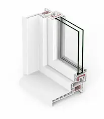 Ventanas de PVC oscilobatientes y batientes Cortizo A70. Vista de sección del perfil